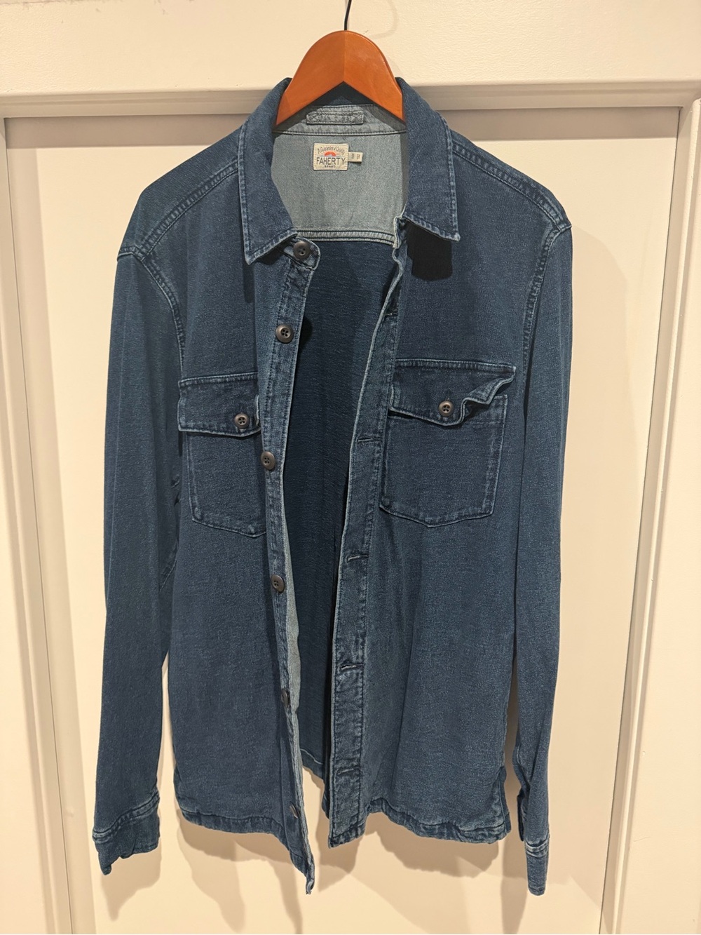 Faherty Blue Denim Shirt Jacket